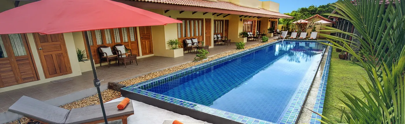 Taratai Villas pool and villa terraces